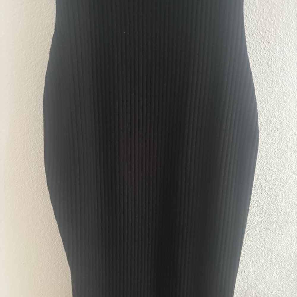 By Egreis “Laurie” Ribbed Bodycon Maxi Dress Black Power Mesh Lined Size M - Picture 5 of 12
